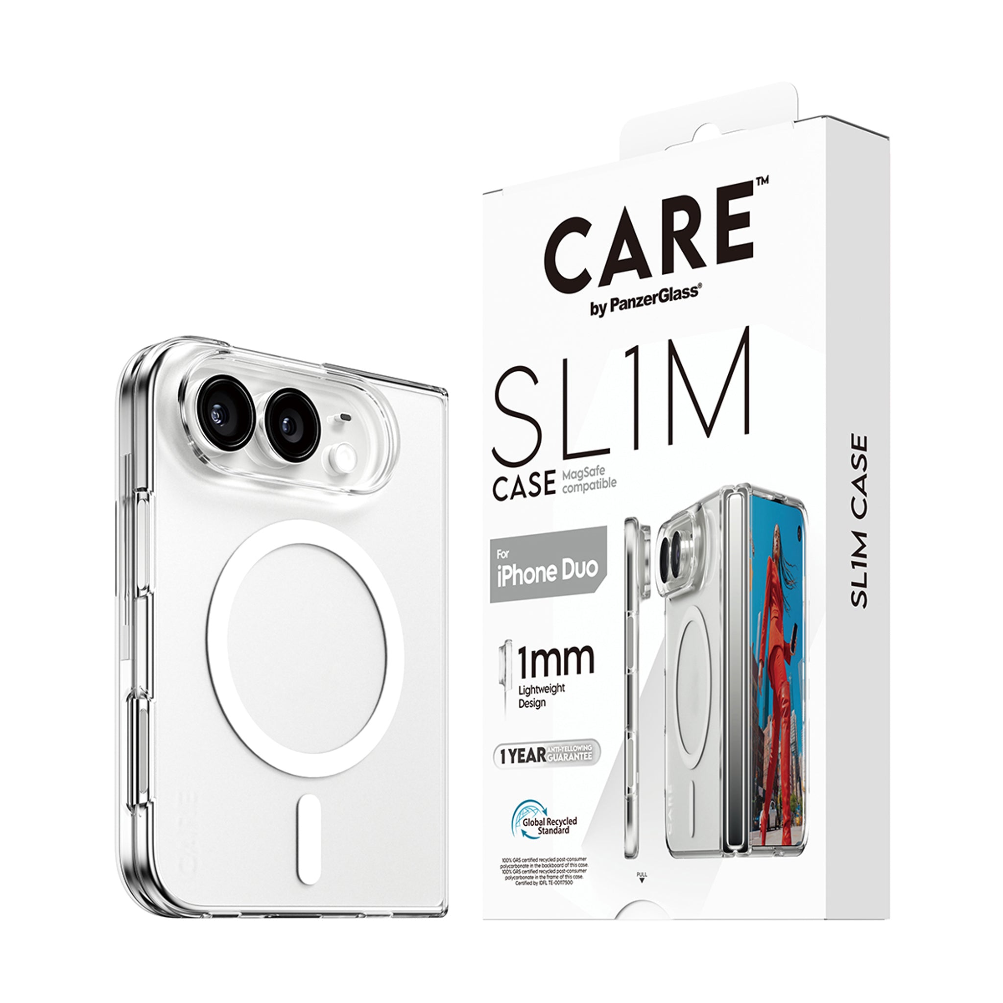 CARE™ by PanzerGlass® SL1M Case Transparent m. Hvid MagSafe iPhone Duo